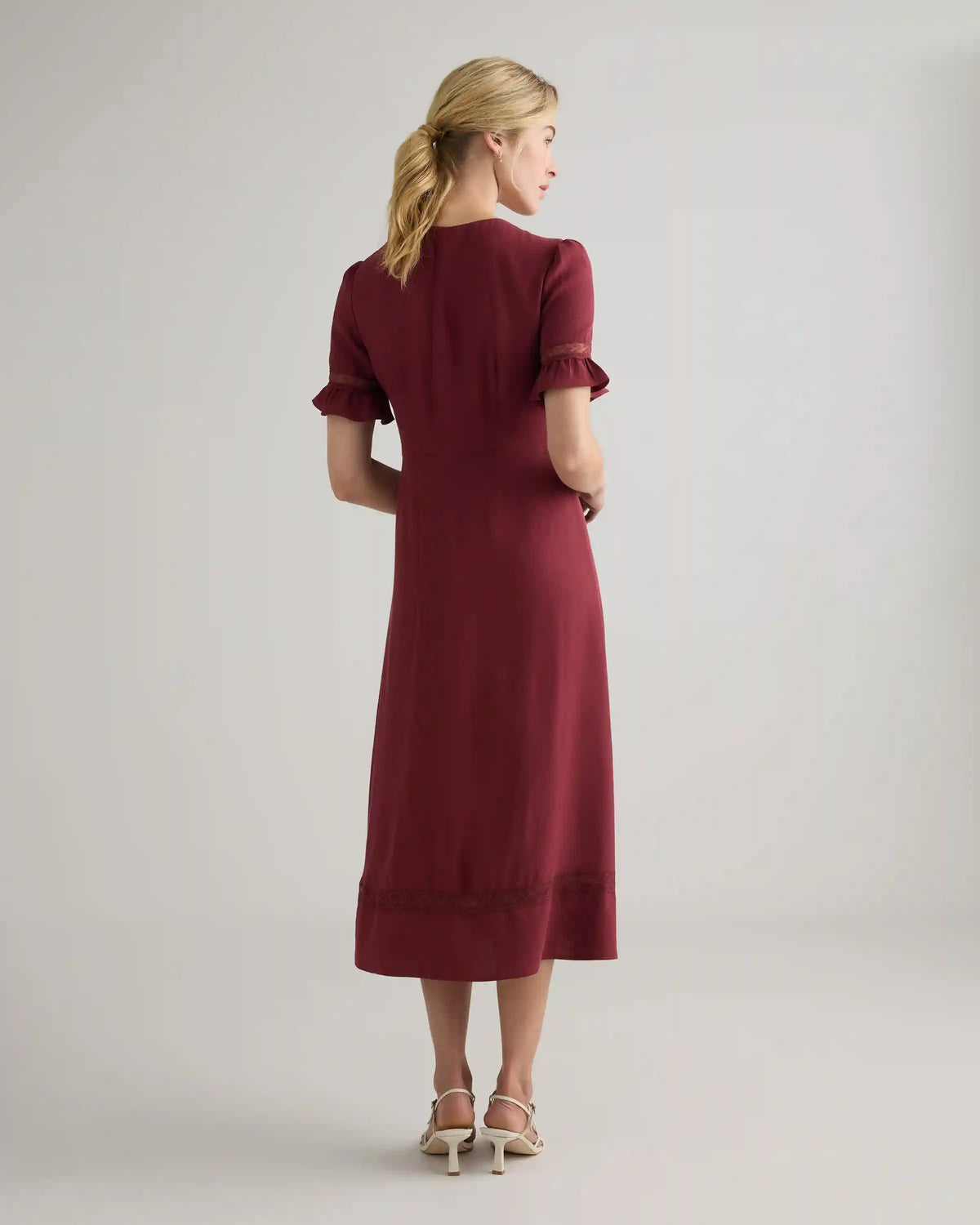 Lightweight Crepe Lace Inset Midi Dress