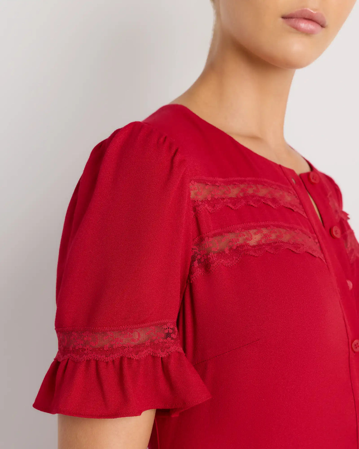 Lightweight Crepe Lace Inset Midi Dress