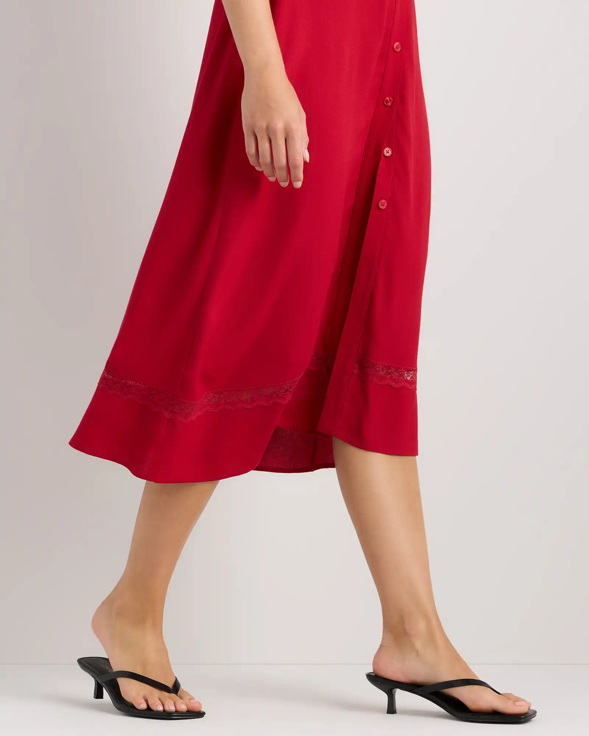 Lightweight Crepe Lace Inset Midi Dress
