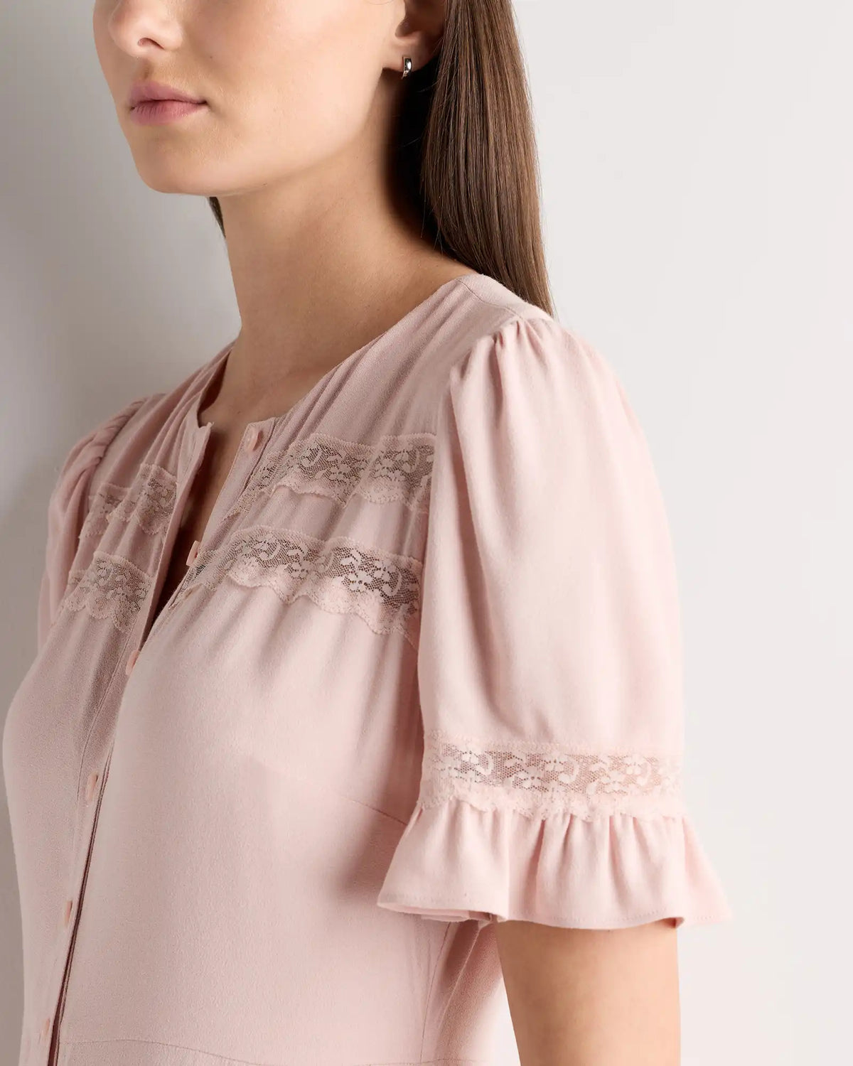 Lightweight Crepe Lace Inset Midi Dress