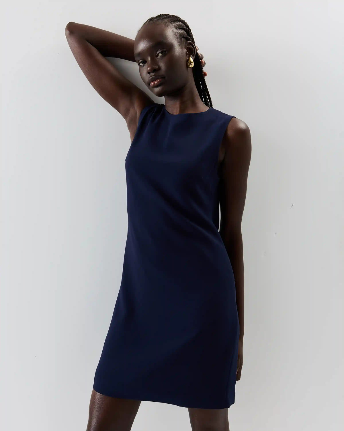 Fluid Crepe Sleeveless Shift Dress