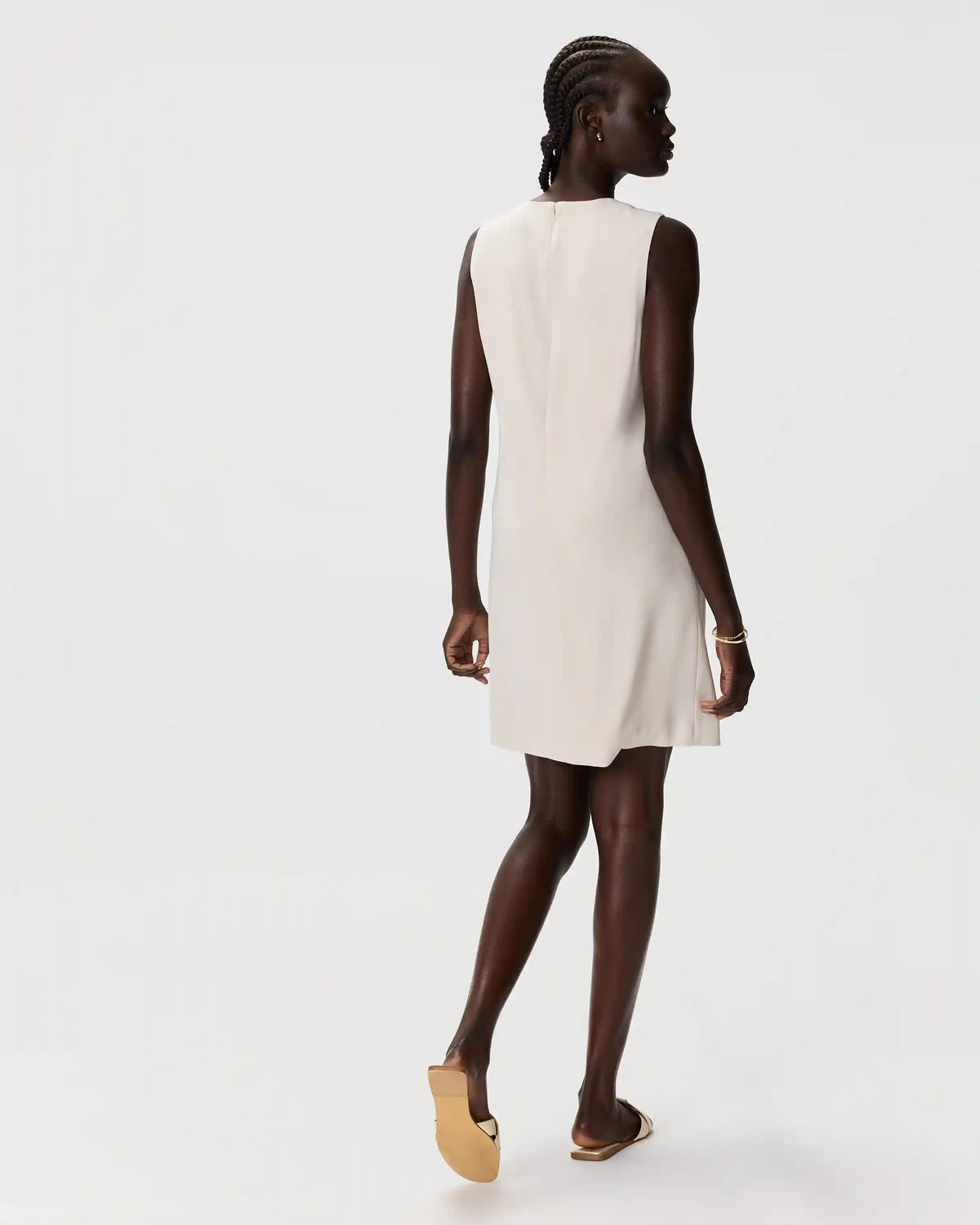 Fluid Crepe Sleeveless Shift Dress