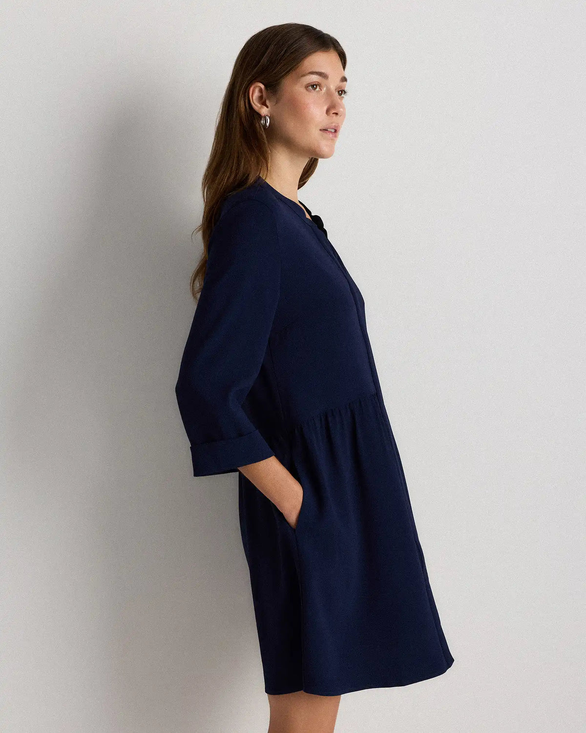 Fluid Crepe Shirt Dress