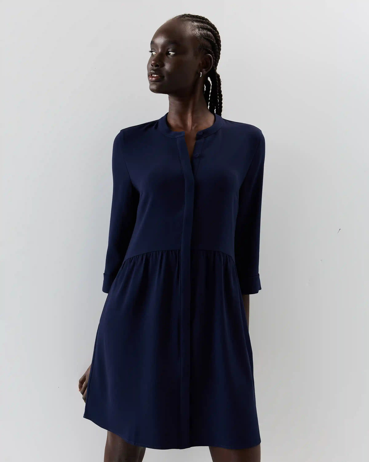 Fluid Crepe Shirt Dress