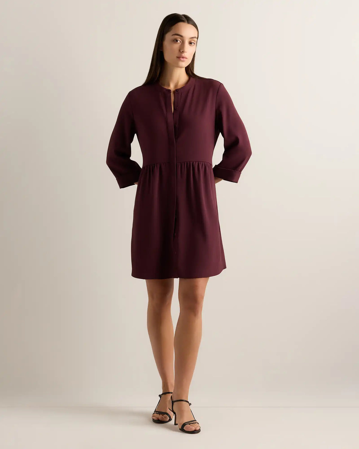 Fluid Crepe Shirt Dress