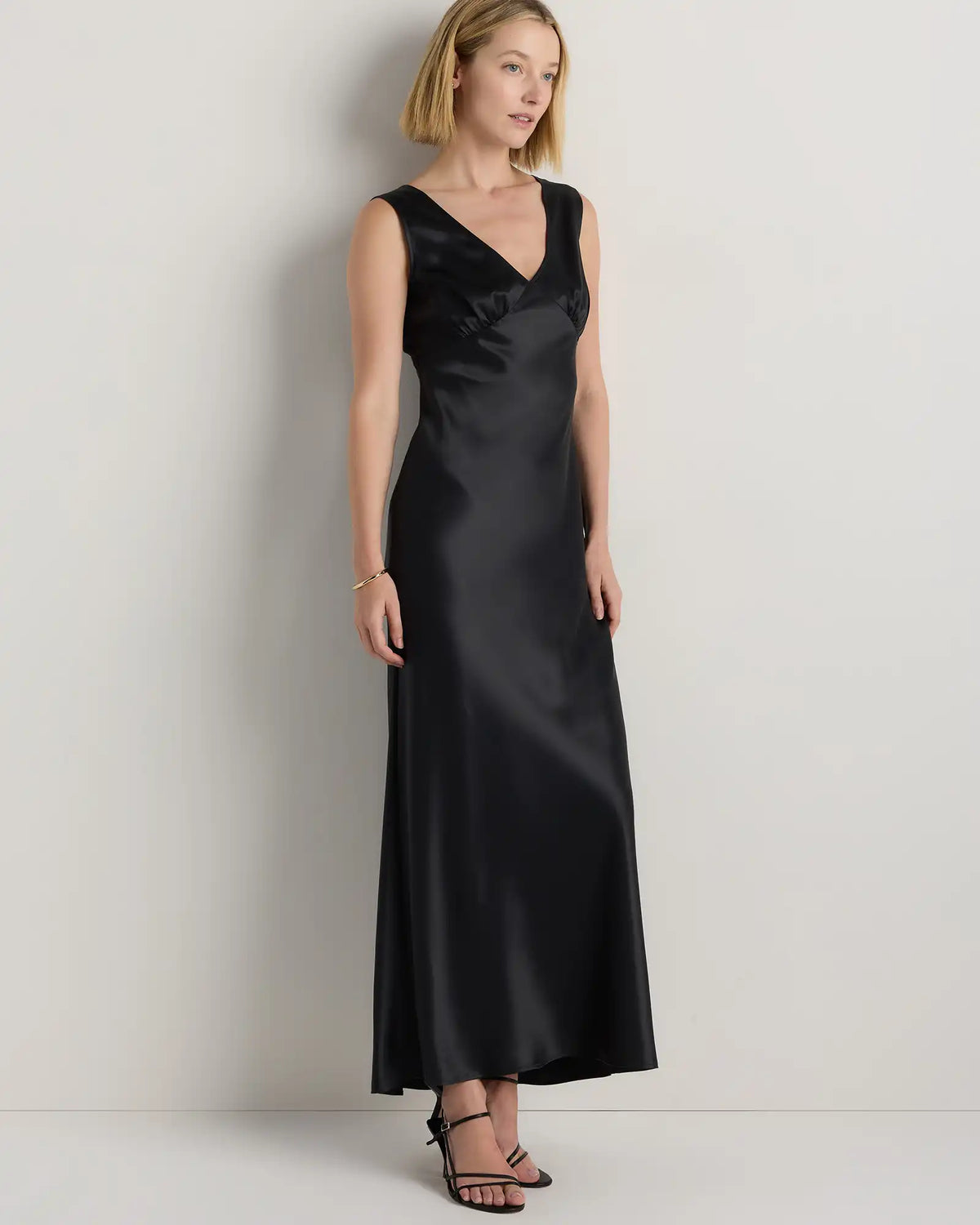 100% Washable Silk V-Neck Maxi Dress