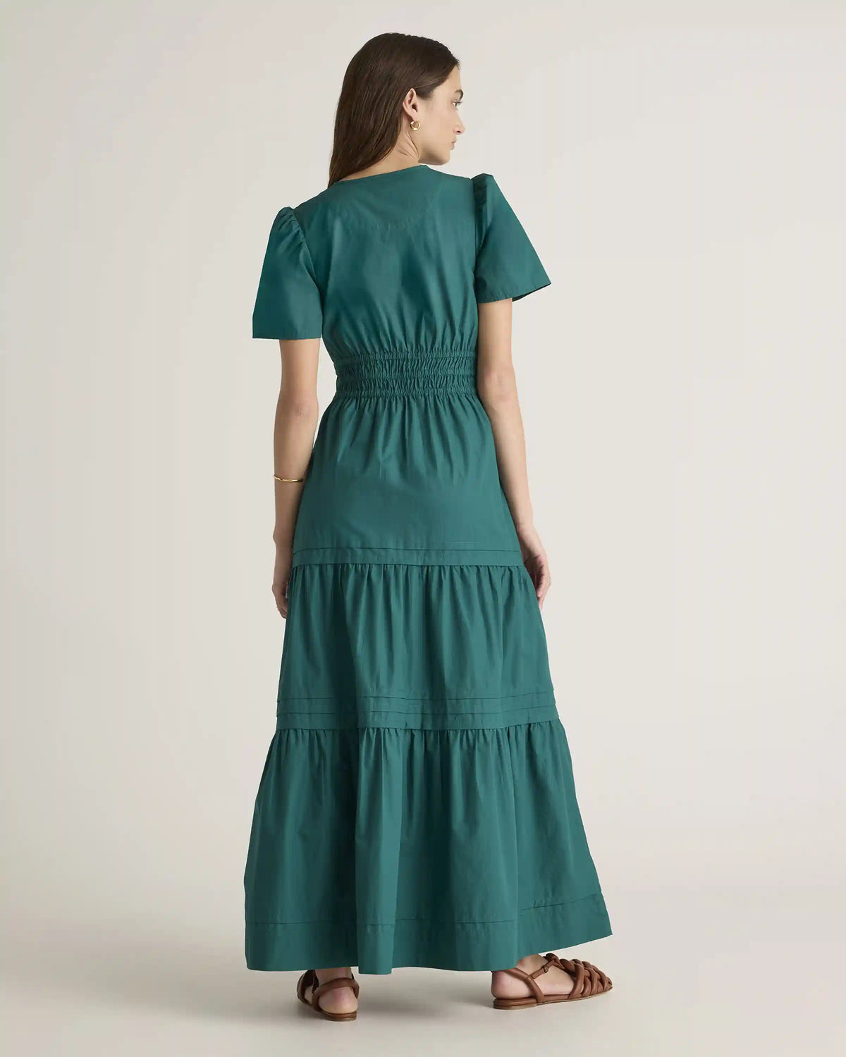 100% Organic Cotton Poplin Tiered Maxi Dress