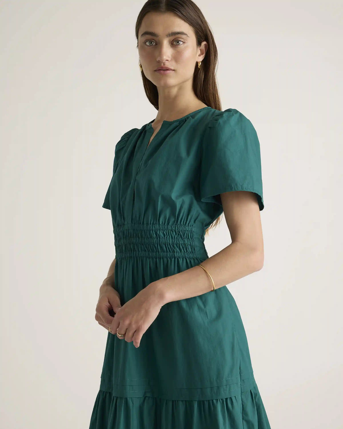 100% Organic Cotton Poplin Tiered Maxi Dress