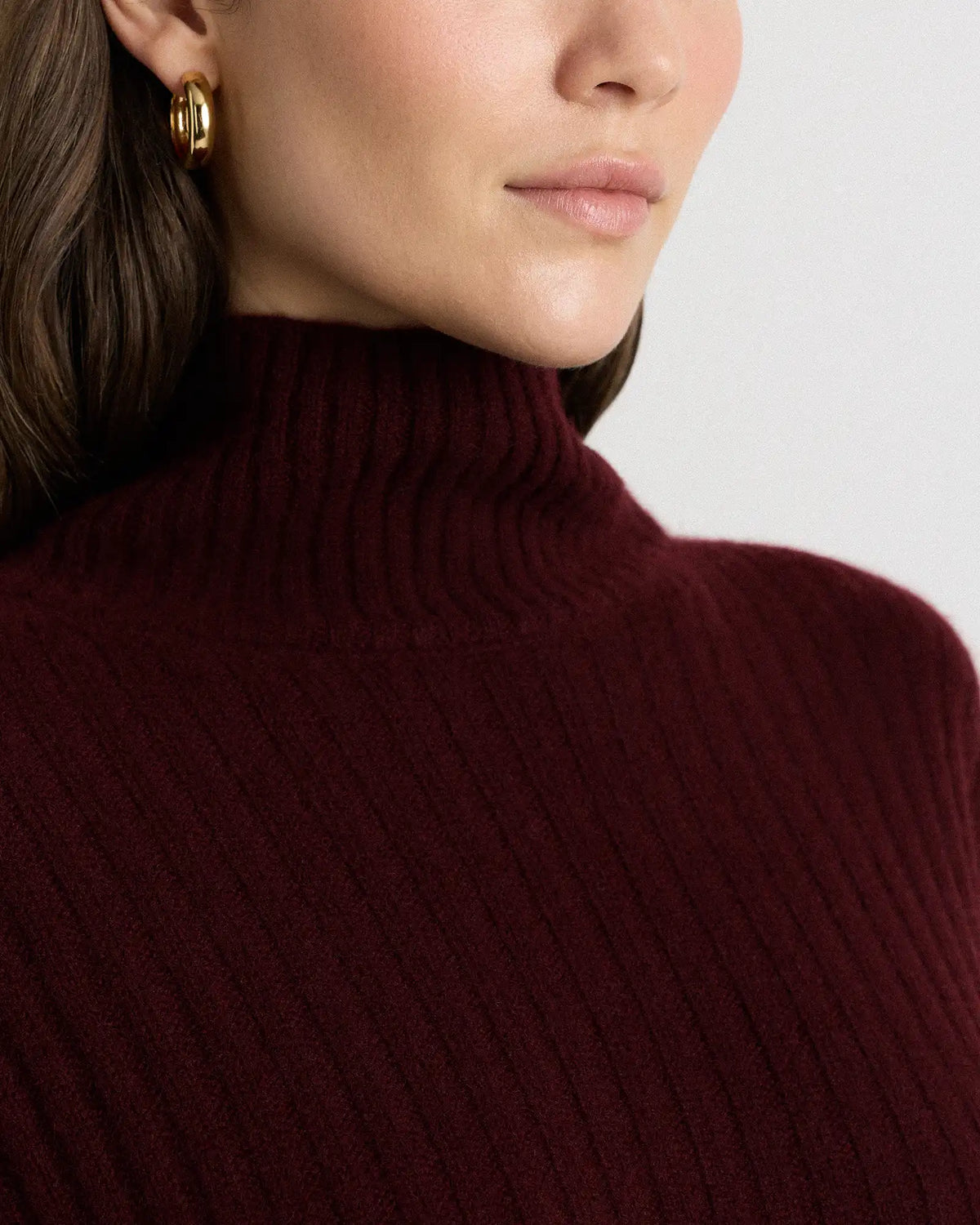Mongolian Cashmere Ribbed Turtleneck Mini Dress