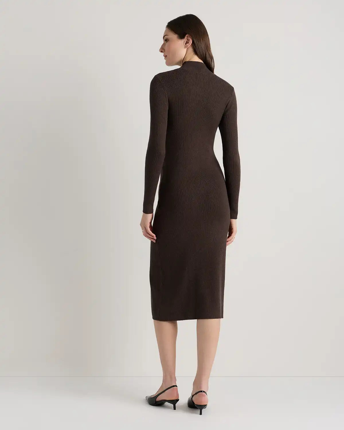 Cotton Cashmere Side Slit Midi Dress