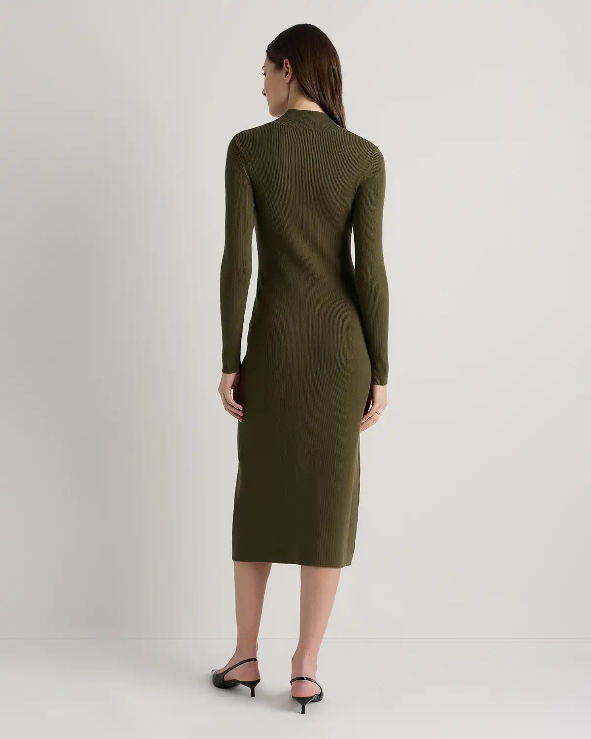 Cotton Cashmere Side Slit Midi Dress