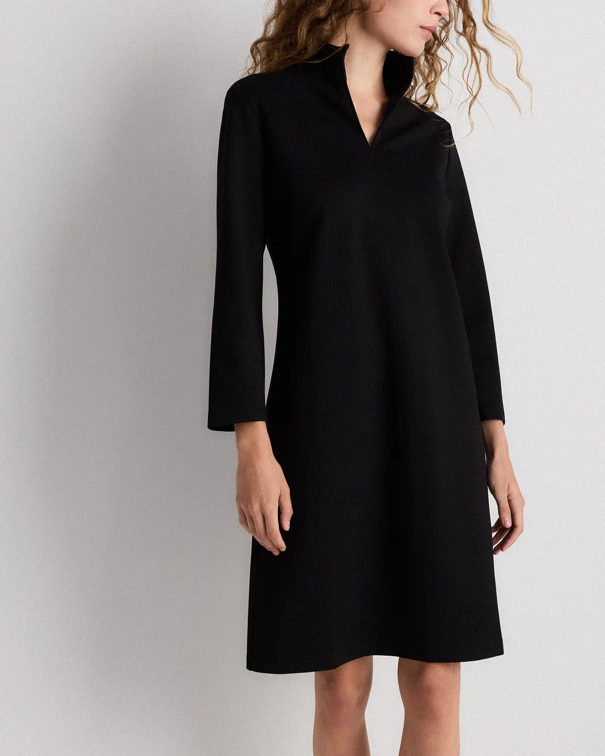 Ultra-Stretch Ponte Split Neck Mini Dress