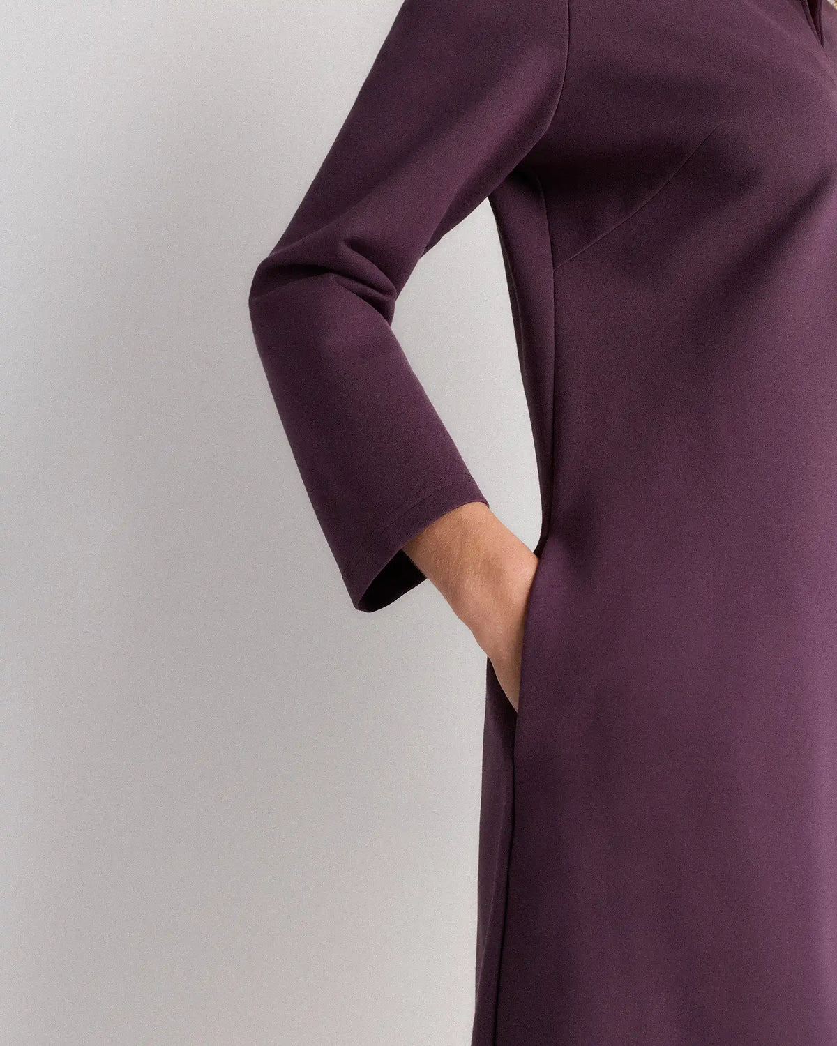 Ultra-Stretch Ponte Split Neck Mini Dress