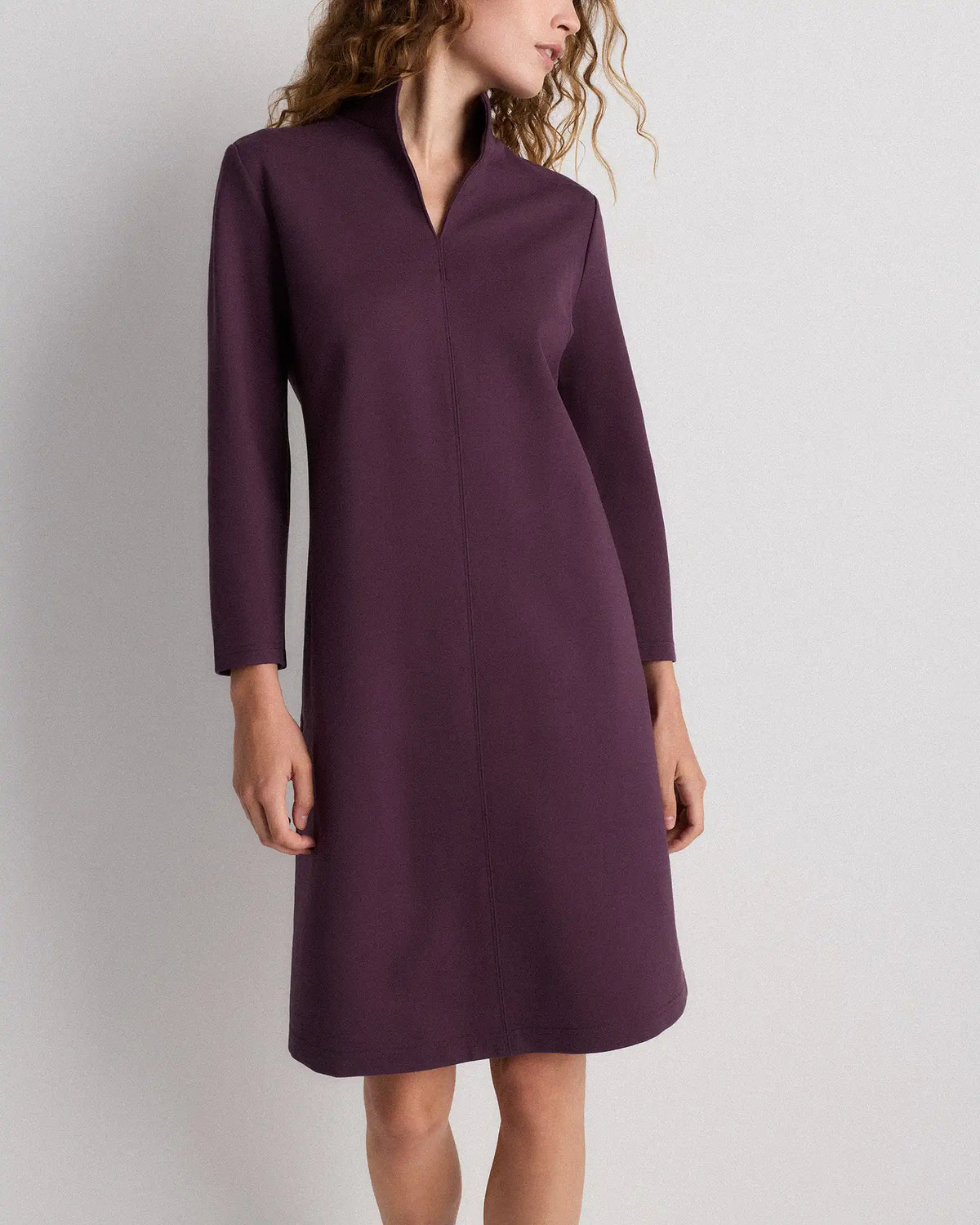 Ultra-Stretch Ponte Split Neck Mini Dress