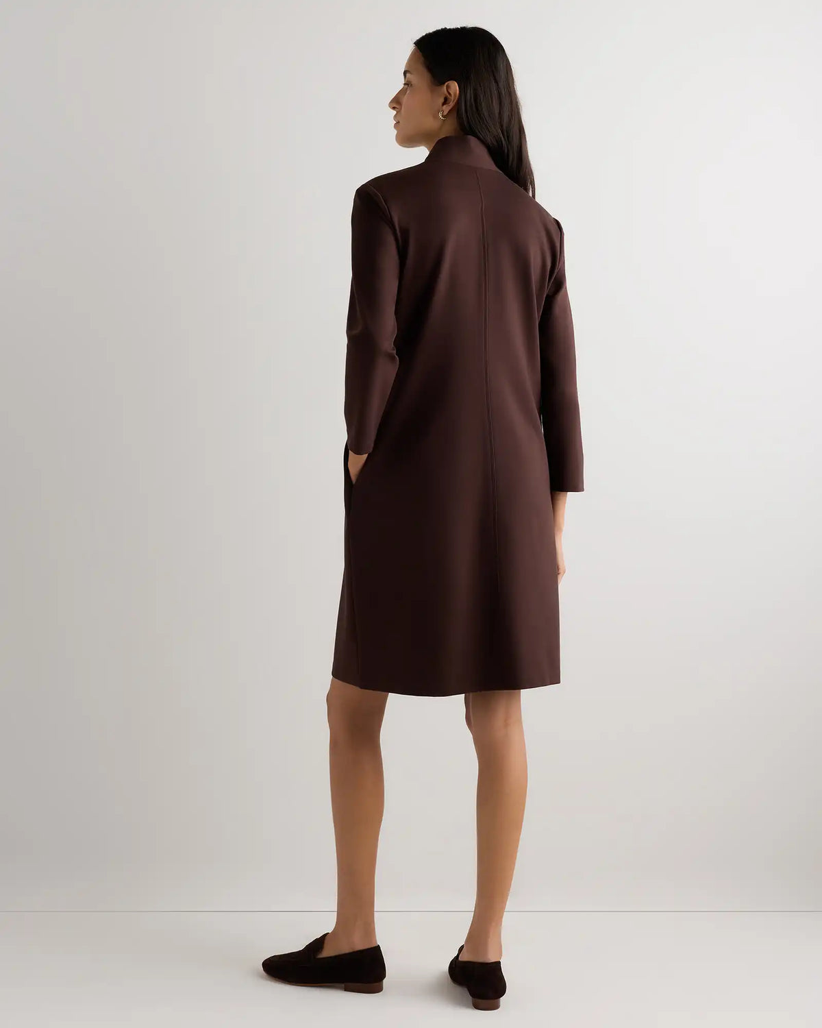 Ultra-Stretch Ponte Split Neck Mini Dress