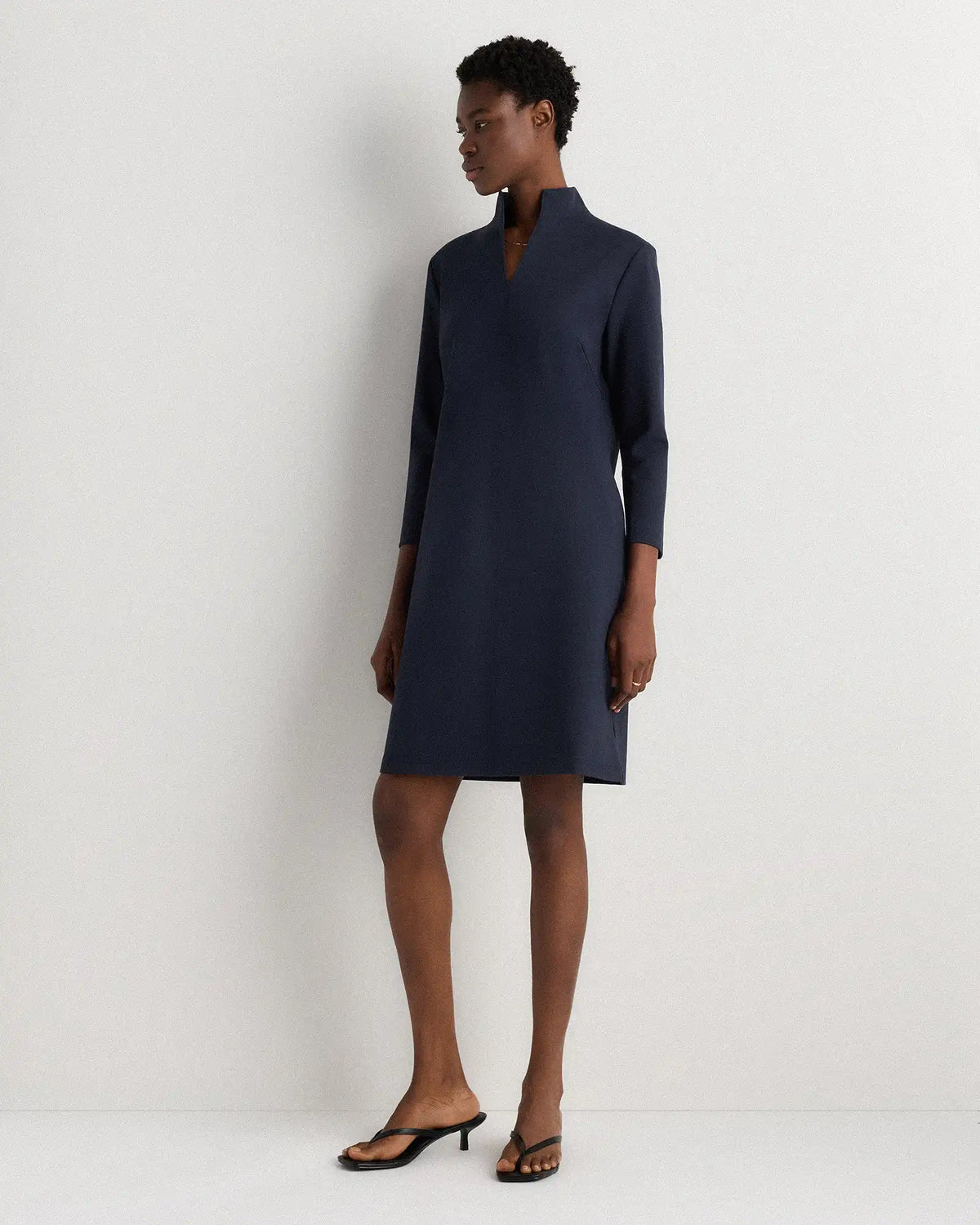 Ultra-Stretch Ponte Split Neck Mini Dress