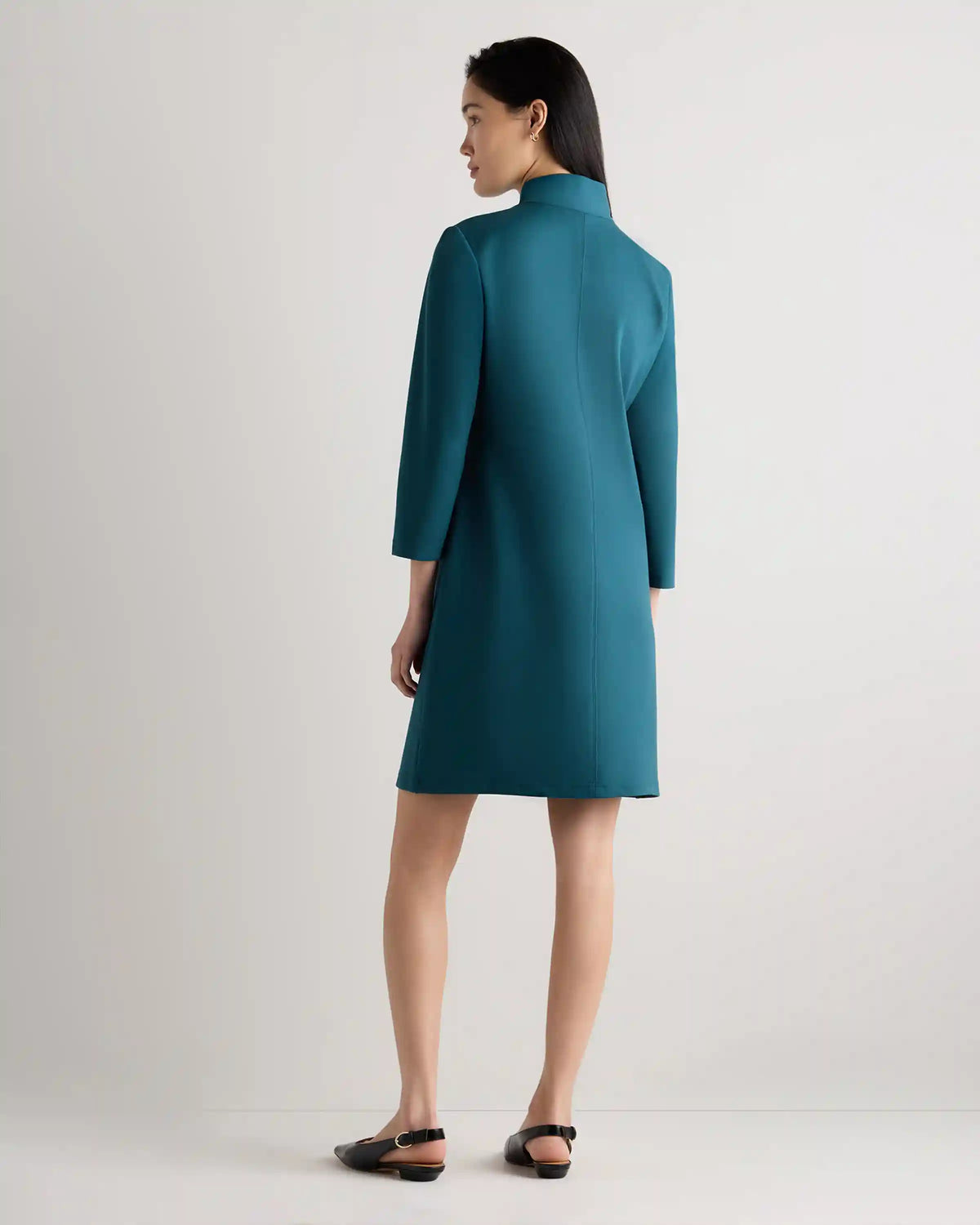 Ultra-Stretch Ponte Split Neck Mini Dress