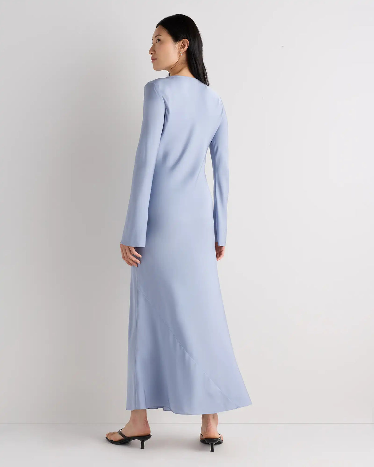 Washable Stretch Silk Long Sleeve Maxi Dress