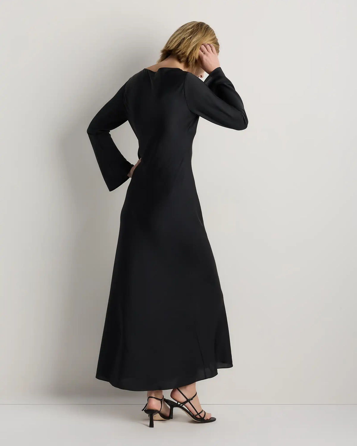 Washable Stretch Silk Long Sleeve Maxi Dress