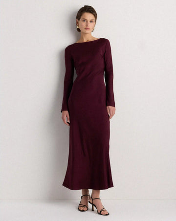Washable Stretch Silk Long Sleeve Maxi Dress
