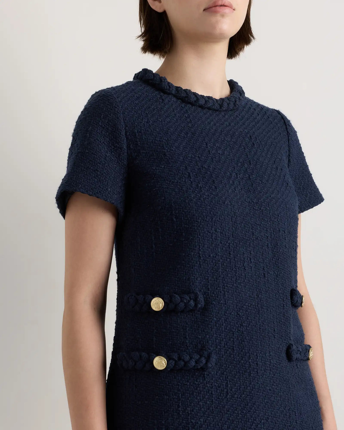 Tweed Short Sleeve Mini Dress
