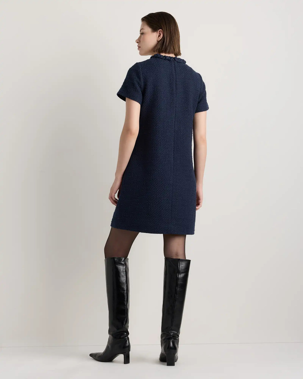 Tweed Short Sleeve Mini Dress