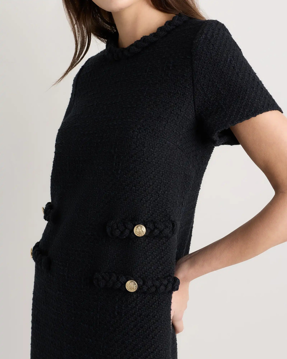 Tweed Short Sleeve Mini Dress