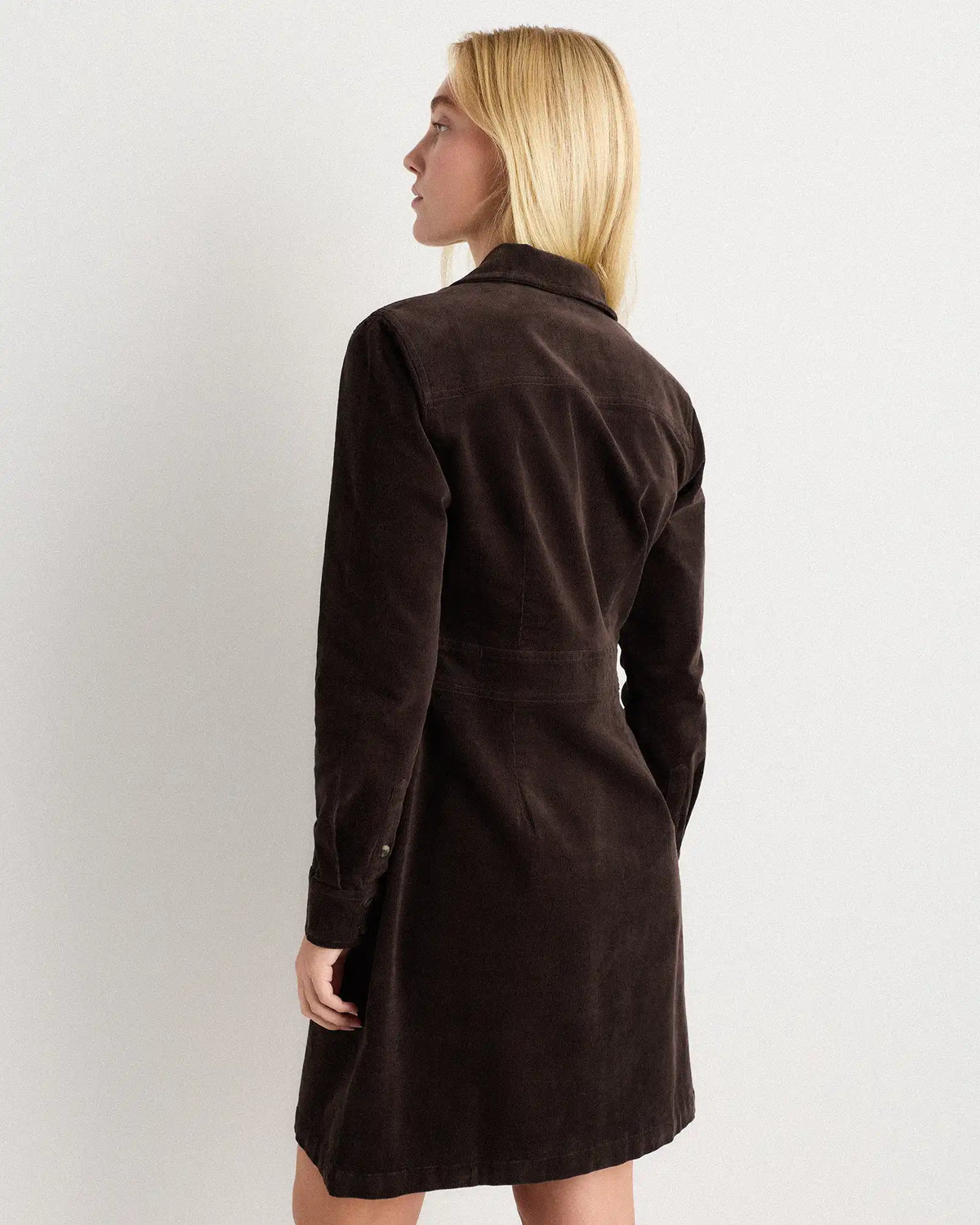 Organic Stretch Corduroy Mini Shirt Dress