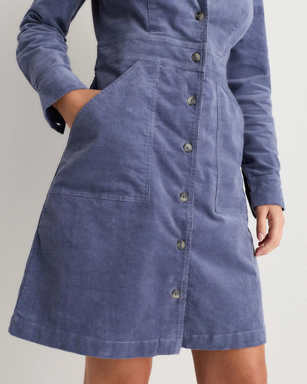 Organic Stretch Corduroy Mini Shirt Dress