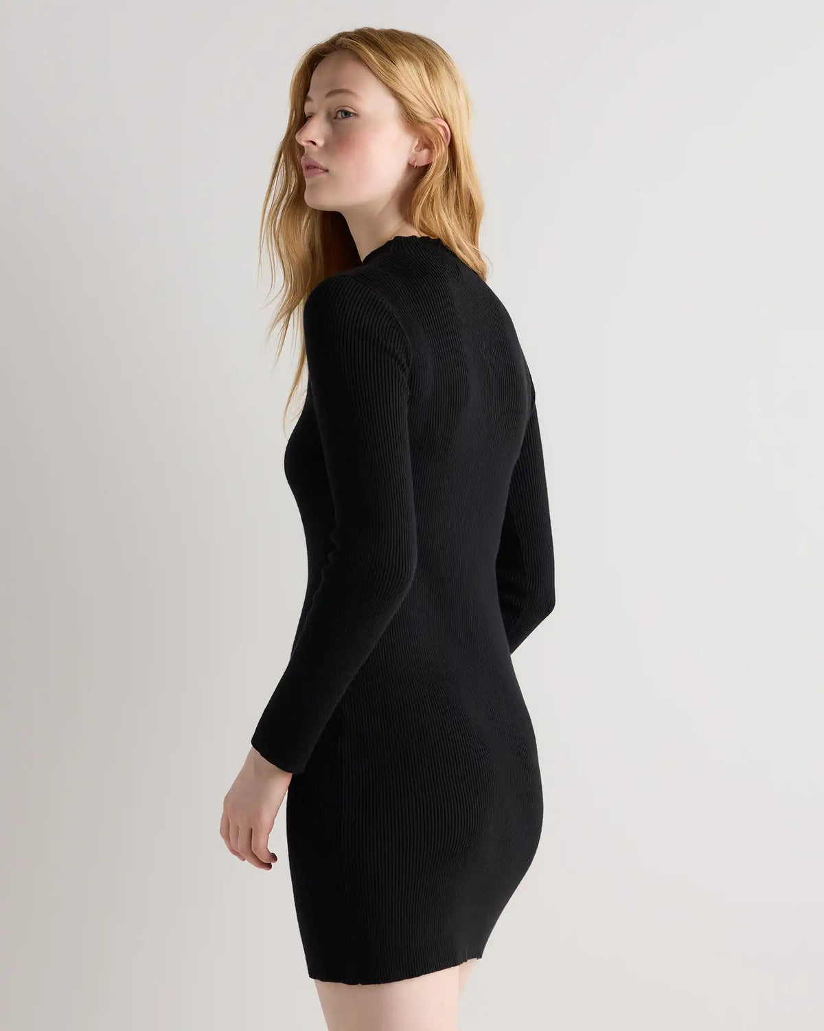 Cotton Cashmere Mock Neck Mini Dress