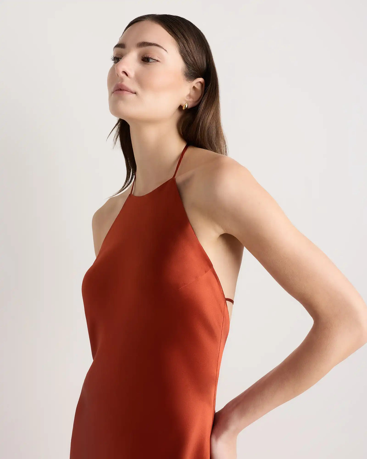 100% Washable Silk Halter Maxi Dress