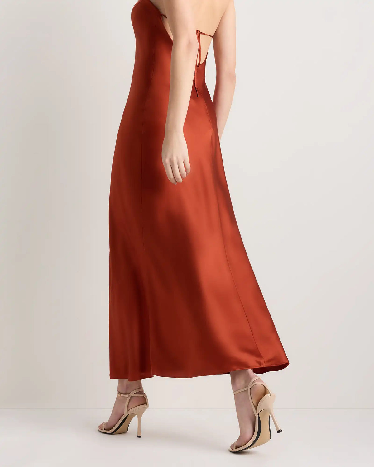100% Washable Silk Halter Maxi Dress