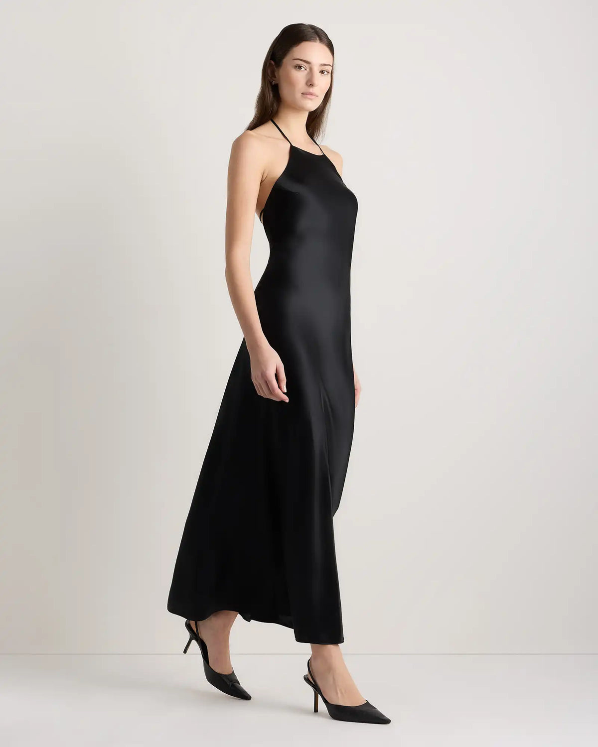 100% Washable Silk Halter Maxi Dress