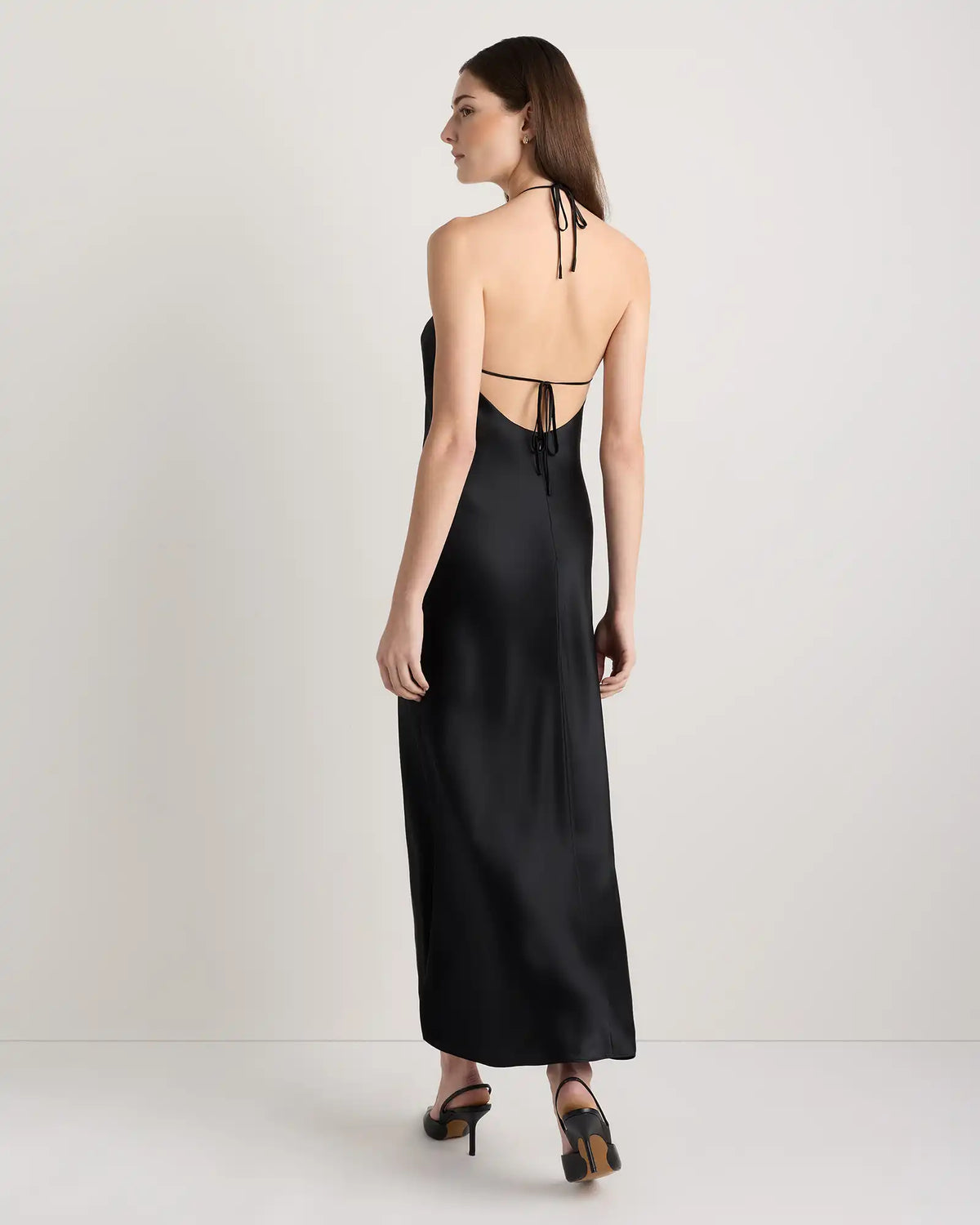 100% Washable Silk Halter Maxi Dress