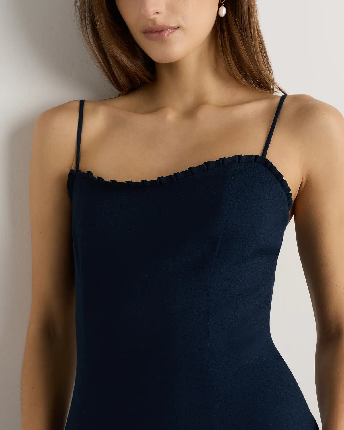 Lightweight Crepe Pleated Hem Midi Dress