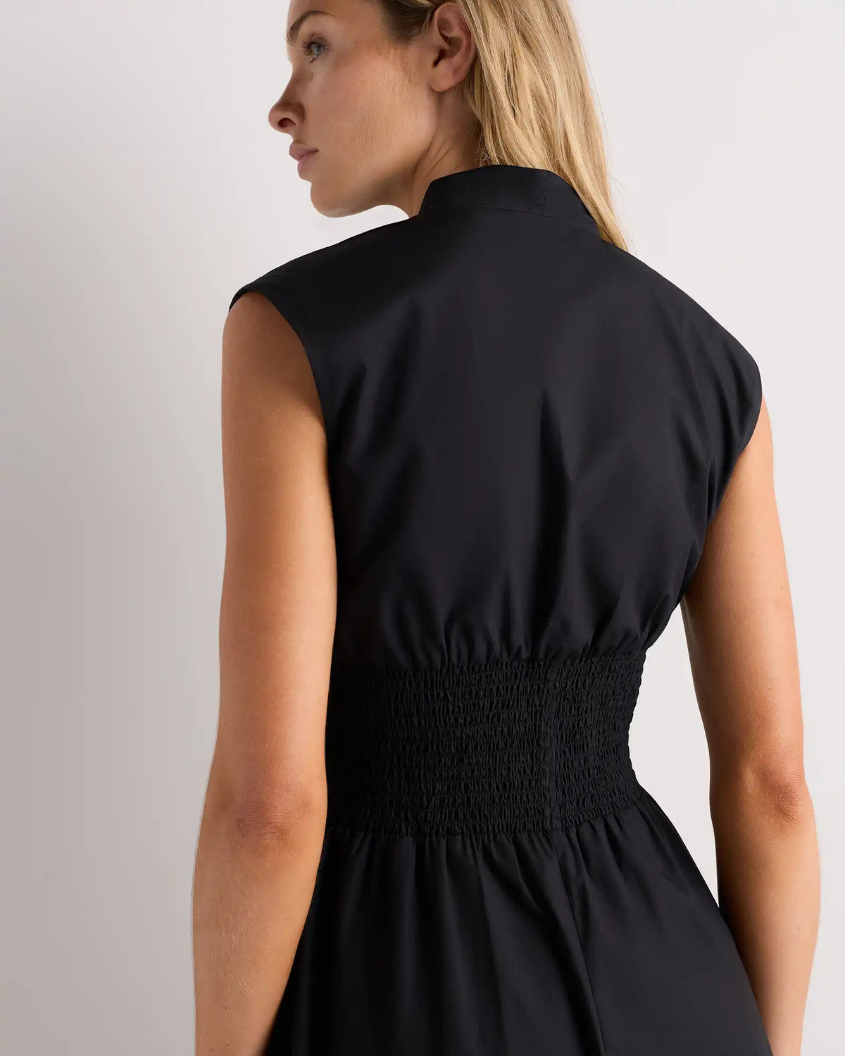 100% Organic Cotton Poplin Zip-Front Midi Dress