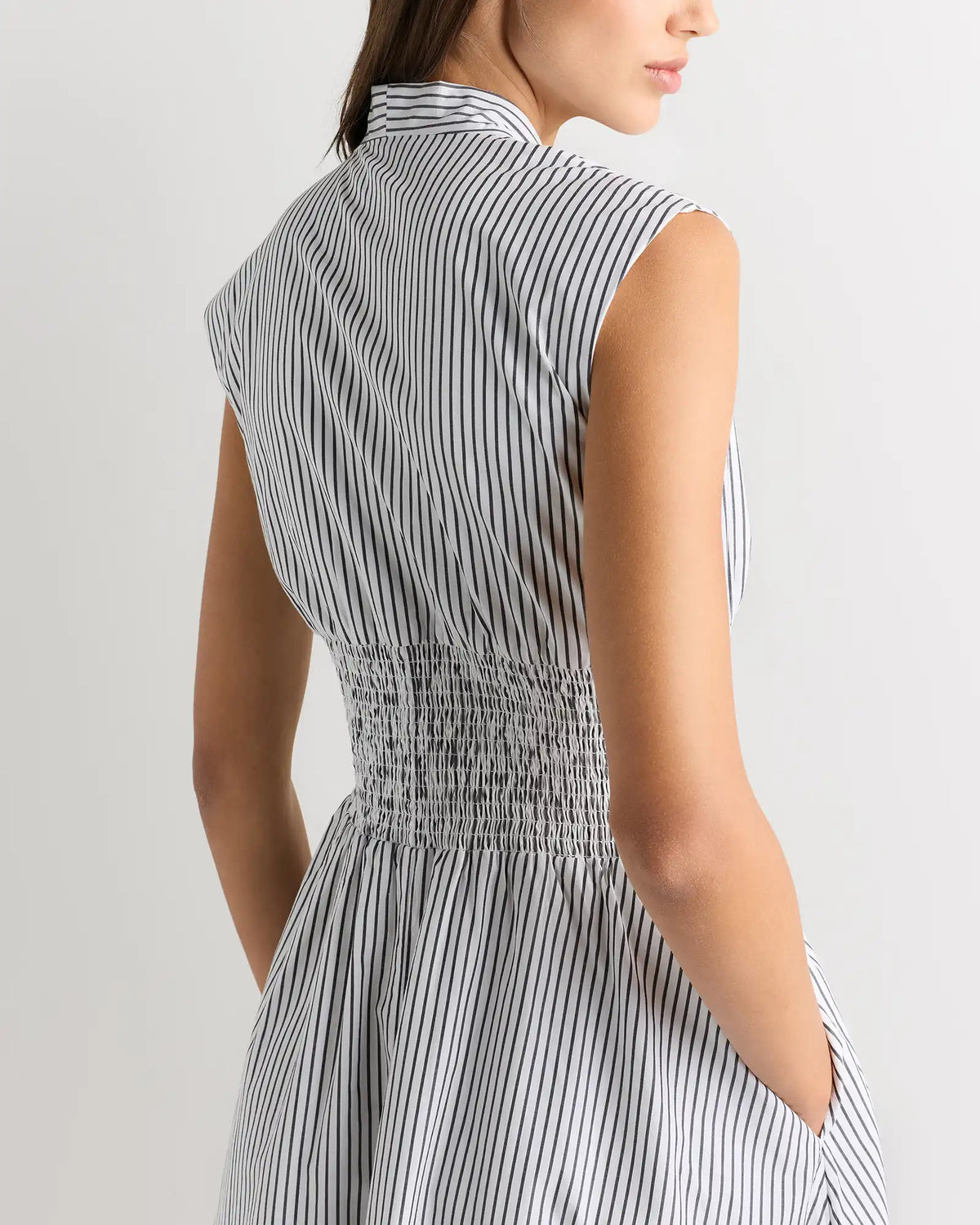 100% Organic Cotton Poplin Zip-Front Midi Dress