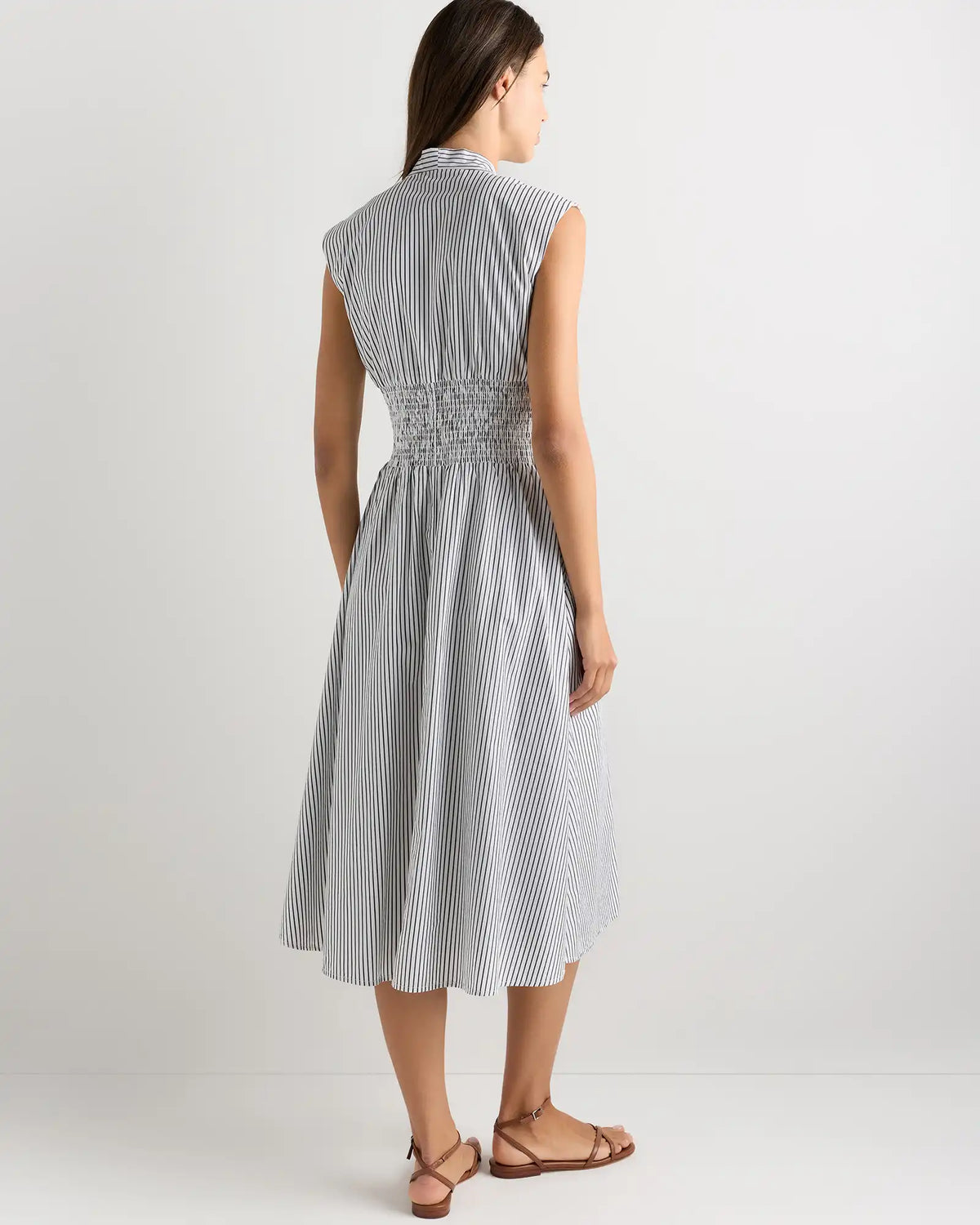 100% Organic Cotton Poplin Zip-Front Midi Dress