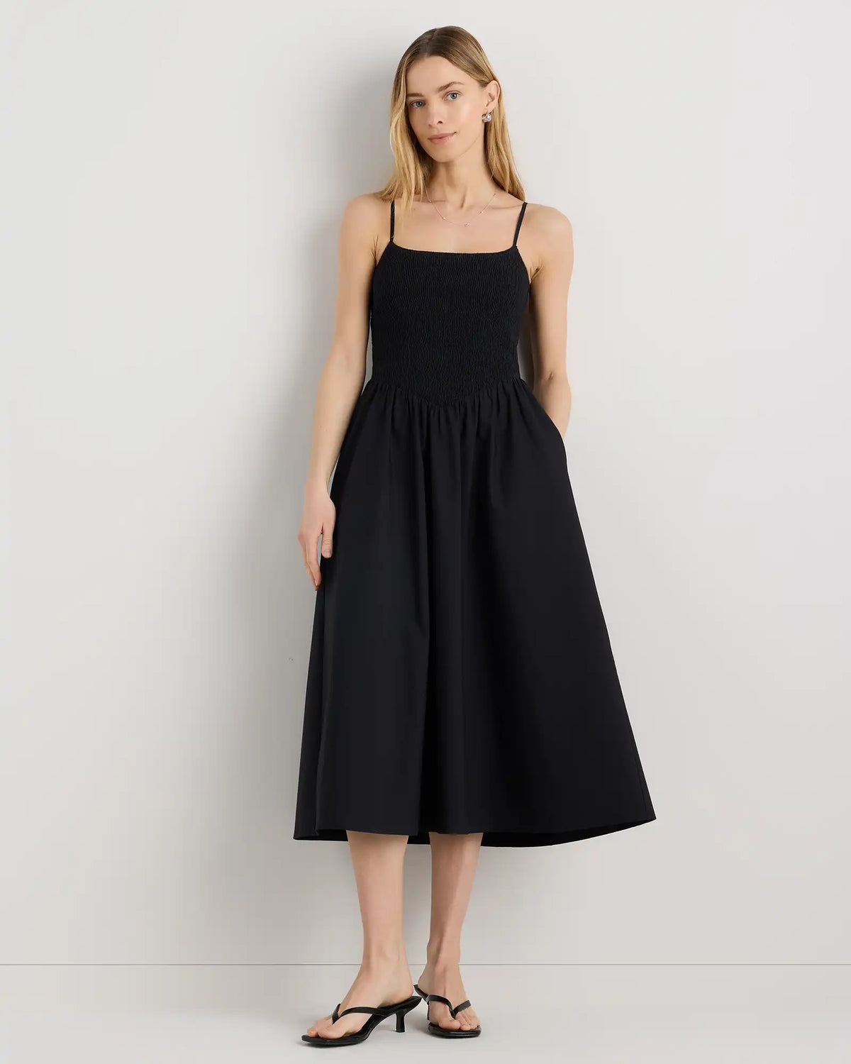 100% Organic Cotton Poplin Drop Waist Midi Dress