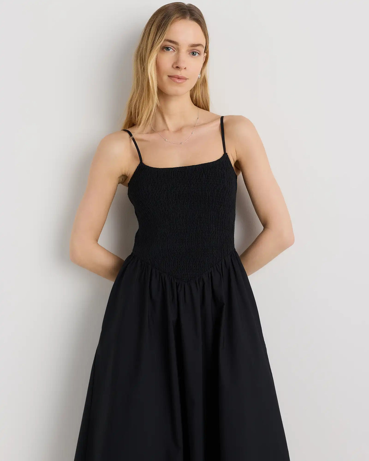 100% Organic Cotton Poplin Drop Waist Midi Dress