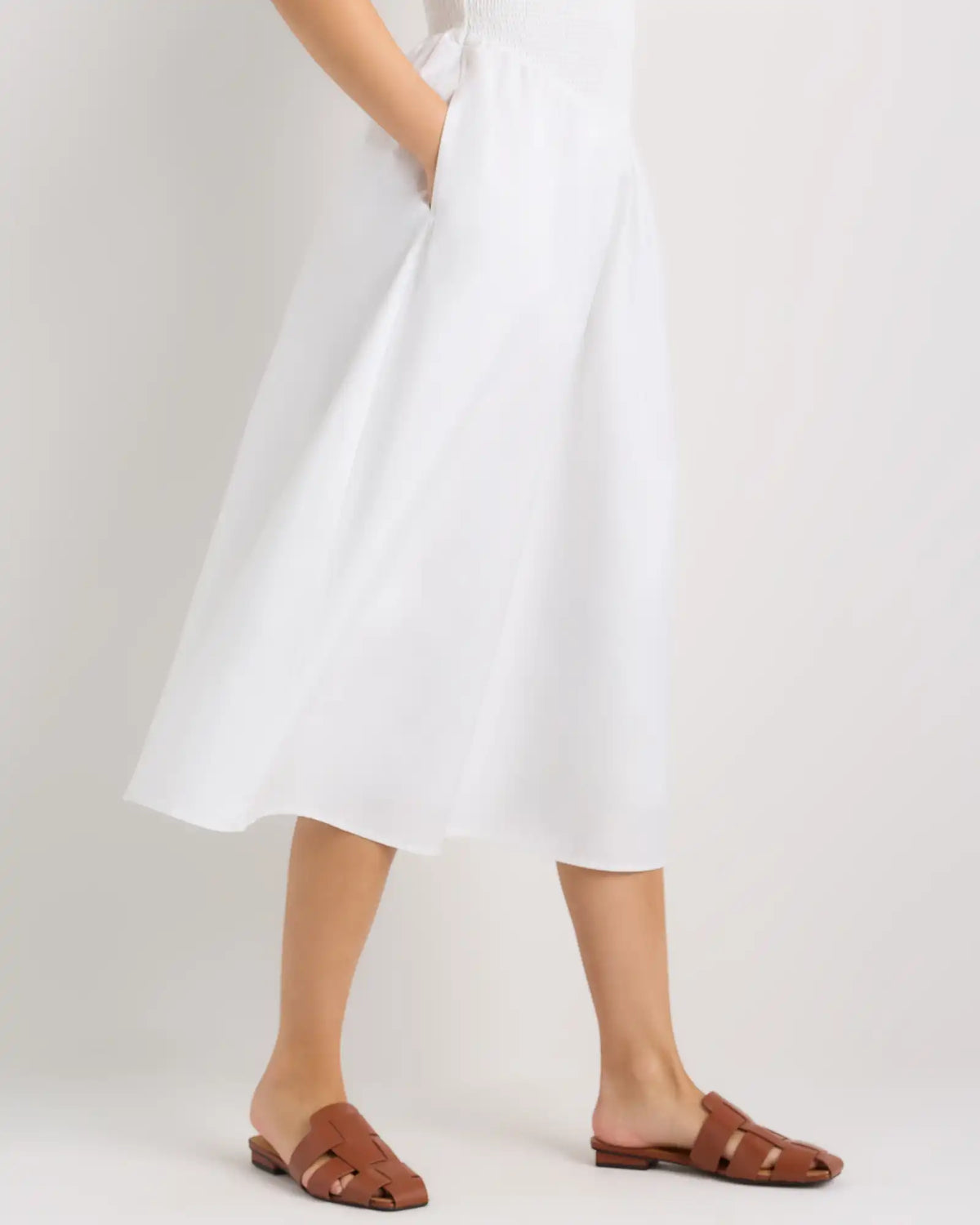 100% Organic Cotton Poplin Drop Waist Midi Dress