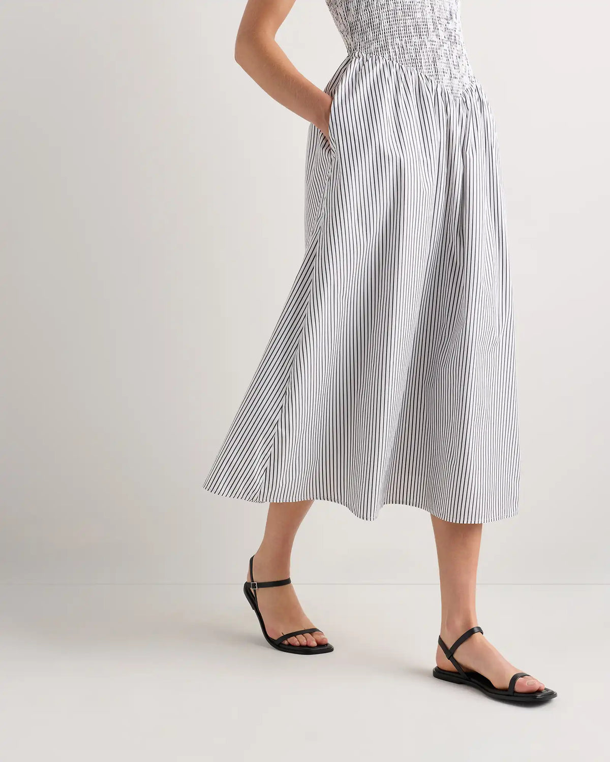 100% Organic Cotton Poplin Drop Waist Midi Dress