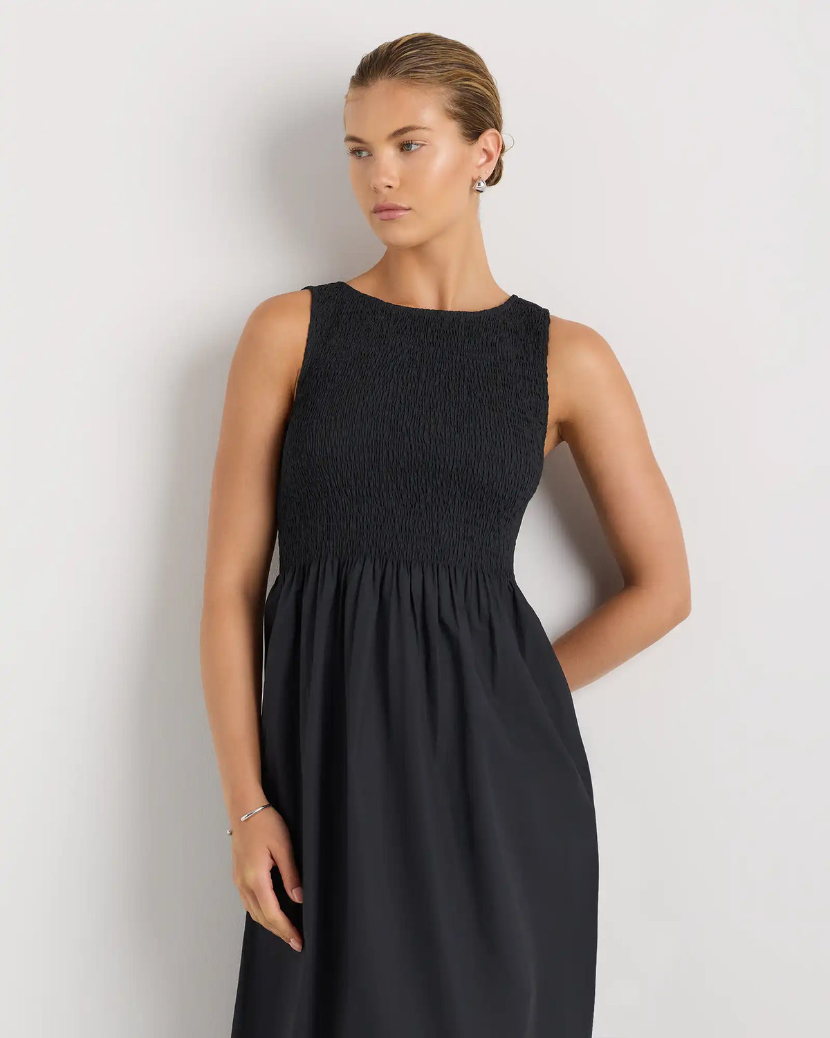 100% Organic Cotton Poplin Boatneck Maxi Dress