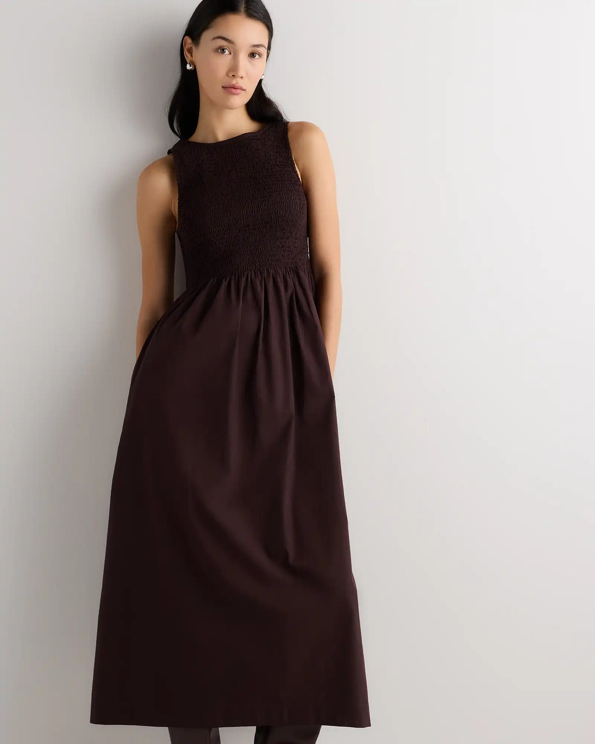 100% Organic Cotton Poplin Boatneck Maxi Dress