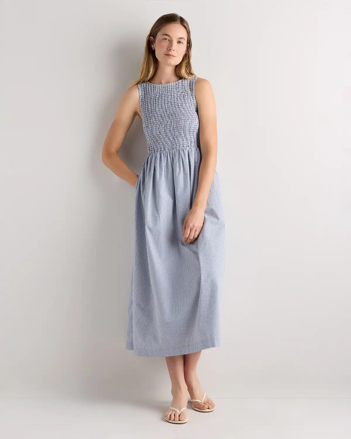 100% Organic Cotton Poplin Boatneck Maxi Dress