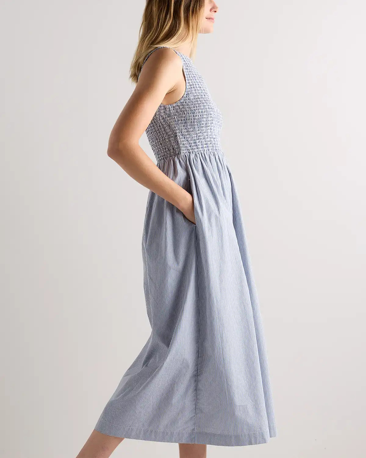 100% Organic Cotton Poplin Boatneck Maxi Dress