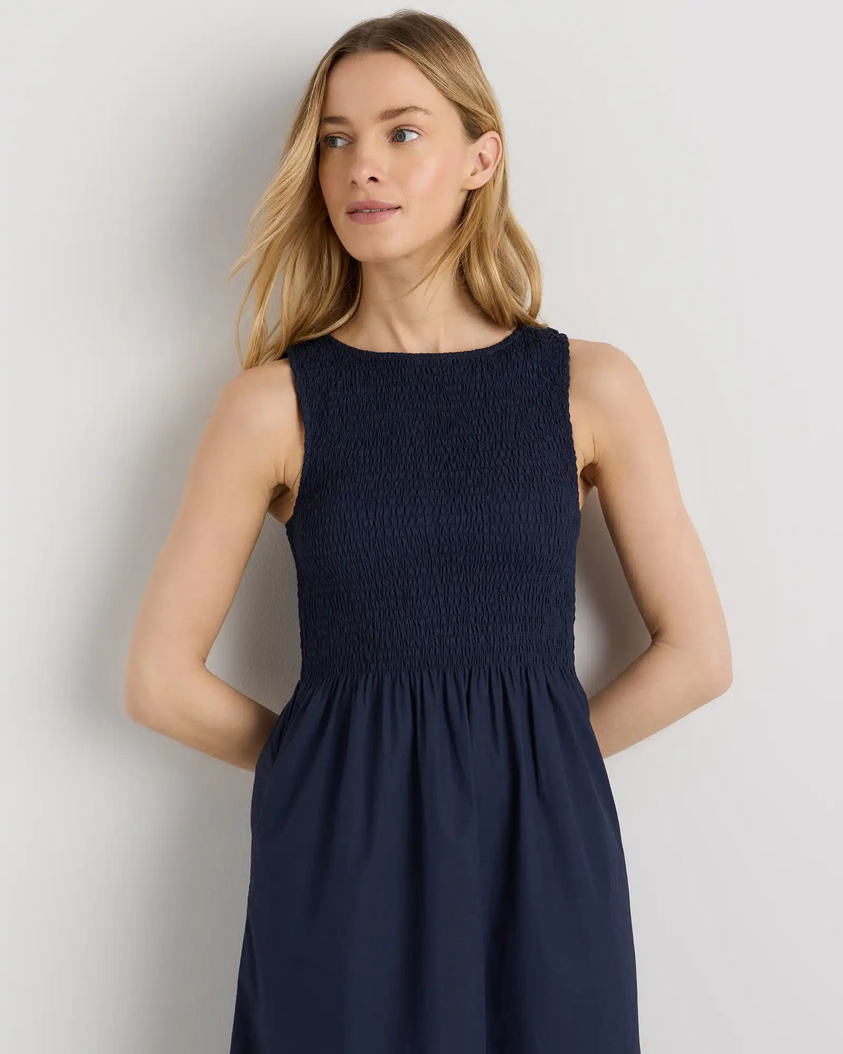 100% Organic Cotton Poplin Boatneck Maxi Dress
