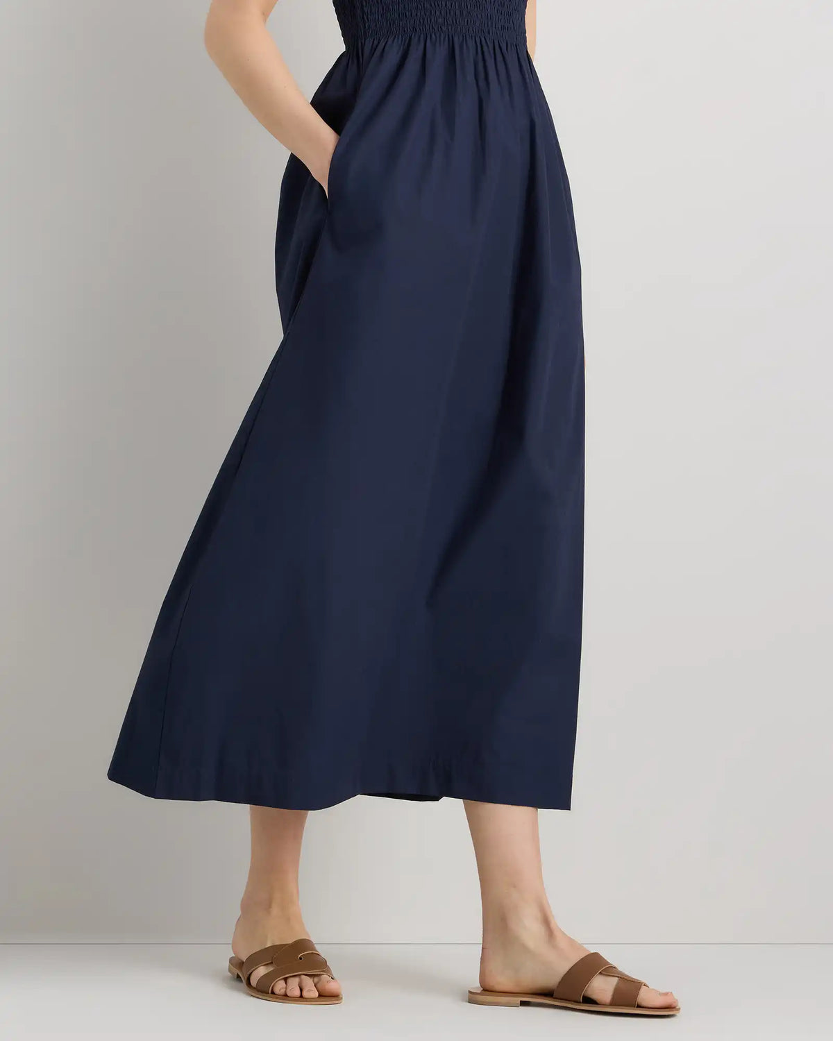 100% Organic Cotton Poplin Boatneck Maxi Dress