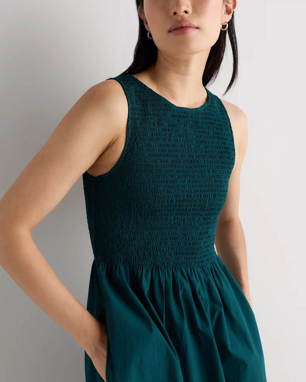 100% Organic Cotton Poplin Boatneck Maxi Dress