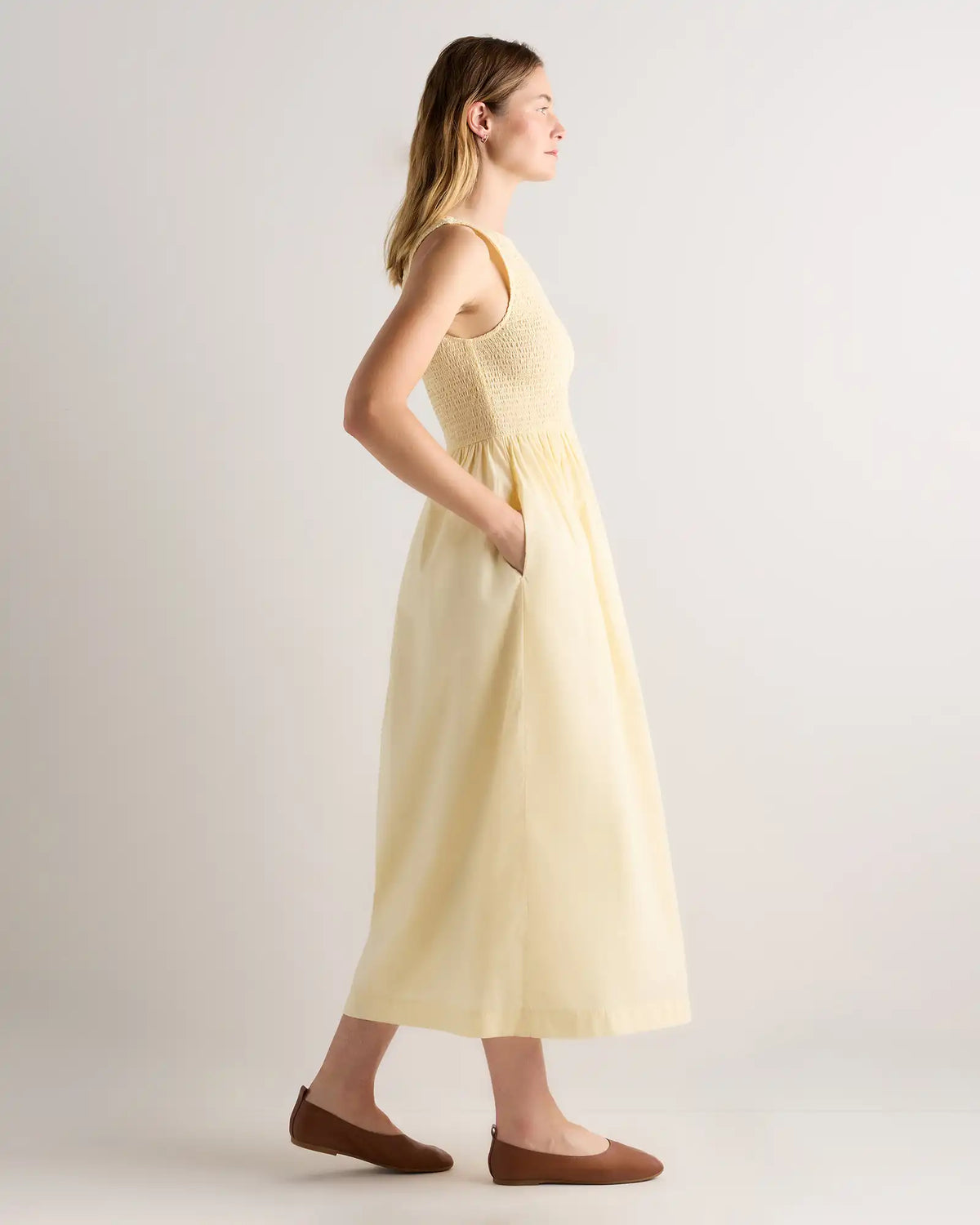 100% Organic Cotton Poplin Boatneck Maxi Dress